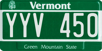 VT license plate YYV450