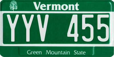 VT license plate YYV455