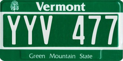 VT license plate YYV477
