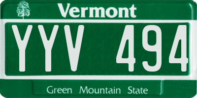 VT license plate YYV494
