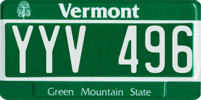 VT license plate YYV496