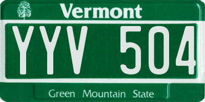 VT license plate YYV504