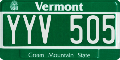 VT license plate YYV505