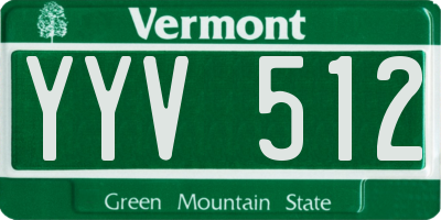 VT license plate YYV512