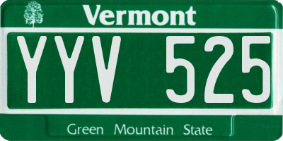 VT license plate YYV525