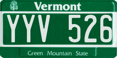 VT license plate YYV526
