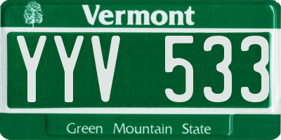 VT license plate YYV533