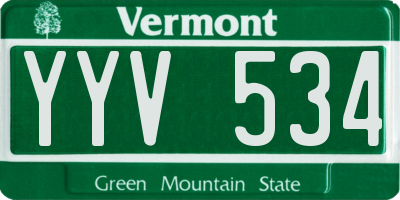 VT license plate YYV534