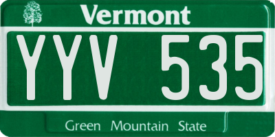 VT license plate YYV535