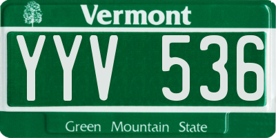 VT license plate YYV536