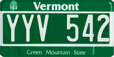 VT license plate YYV542