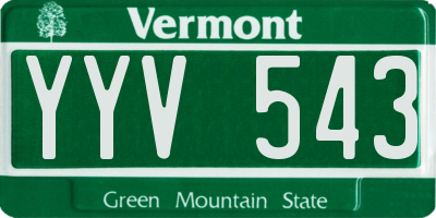 VT license plate YYV543