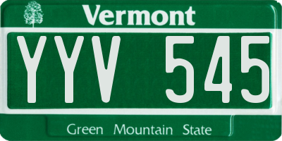 VT license plate YYV545