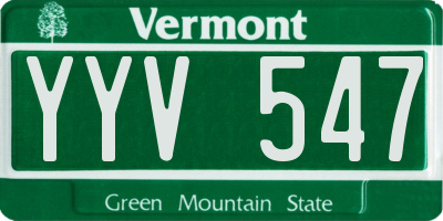 VT license plate YYV547