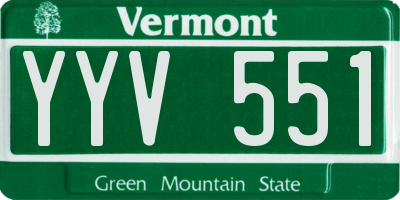 VT license plate YYV551