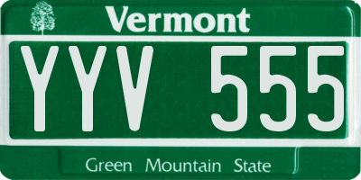 VT license plate YYV555