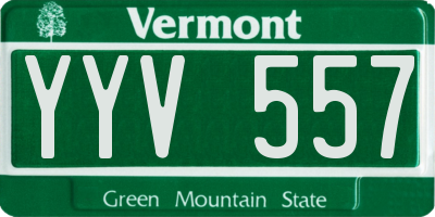VT license plate YYV557