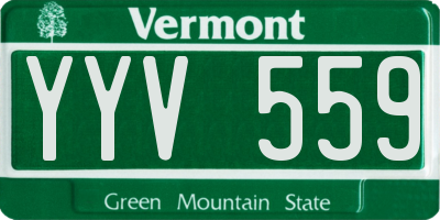 VT license plate YYV559
