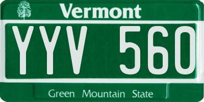 VT license plate YYV560