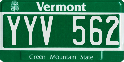 VT license plate YYV562