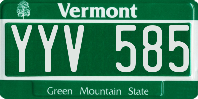 VT license plate YYV585