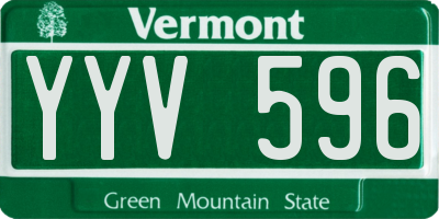 VT license plate YYV596