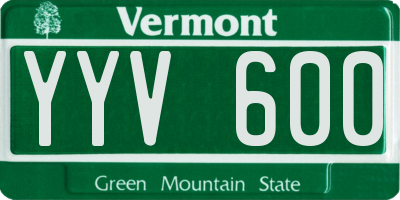 VT license plate YYV600