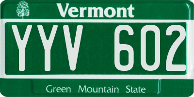 VT license plate YYV602