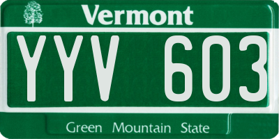 VT license plate YYV603