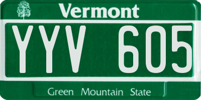 VT license plate YYV605