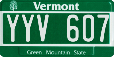 VT license plate YYV607