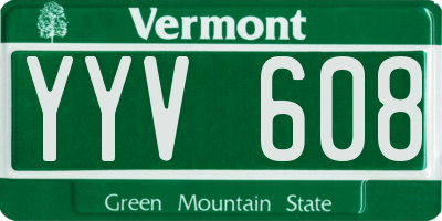 VT license plate YYV608