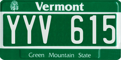 VT license plate YYV615