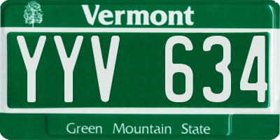 VT license plate YYV634