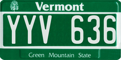 VT license plate YYV636