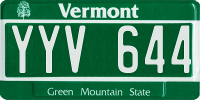 VT license plate YYV644