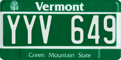 VT license plate YYV649