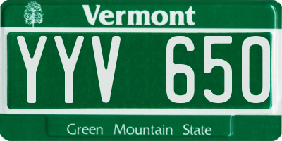 VT license plate YYV650