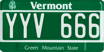 VT license plate YYV666