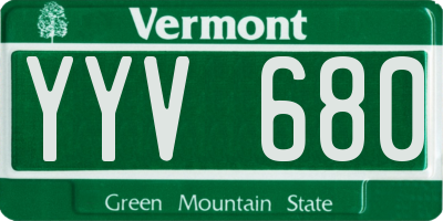 VT license plate YYV680