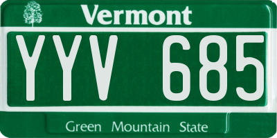 VT license plate YYV685