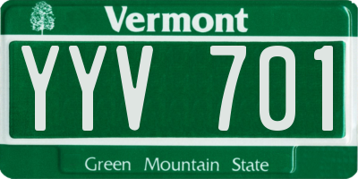 VT license plate YYV701