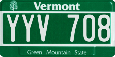 VT license plate YYV708