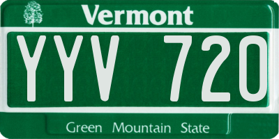 VT license plate YYV720