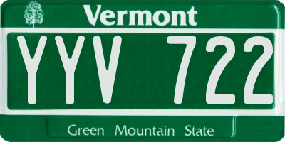 VT license plate YYV722