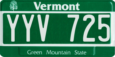 VT license plate YYV725