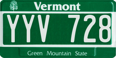 VT license plate YYV728