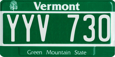 VT license plate YYV730
