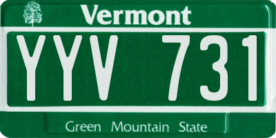 VT license plate YYV731