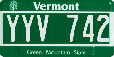 VT license plate YYV742